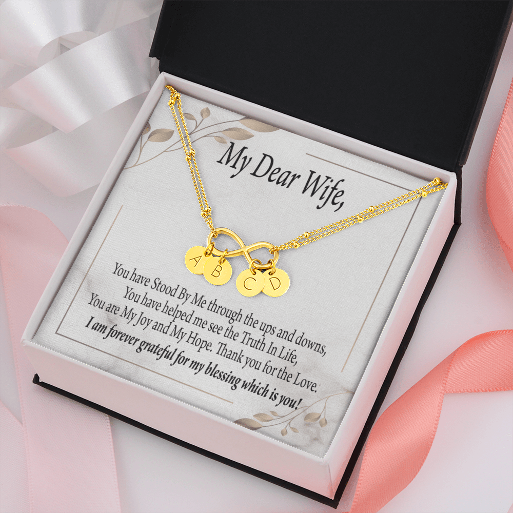 To My Wife My Dear Wife Infinity Bracelet With Initial Charms - Infinity Bracelet