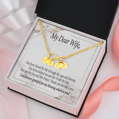 To My Wife My Dear Wife Infinity Bracelet With Initial Charms - Infinity Bracelet