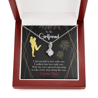 Girlfriend Gift Walked Into Love Eternity Ribbon Stone Pendant 14K White Gold Stainless Steel Jewelry Gift  - Alluring Beauty Necklace Gift For Her