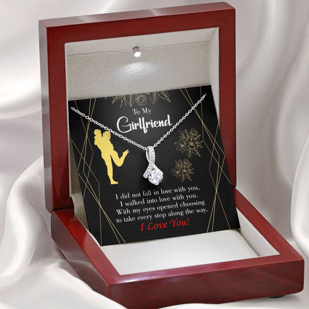 Girlfriend Gift Walked Into Love Eternity Ribbon Stone Pendant 14K White Gold Stainless Steel Jewelry Gift  - Alluring Beauty Necklace Gift For Her