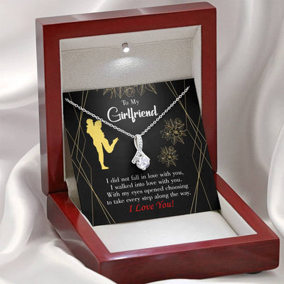 Girlfriend Gift Walked Into Love Eternity Ribbon Stone Pendant 14K White Gold Stainless Steel Jewelry Gift  - Alluring Beauty Necklace Gift For Her