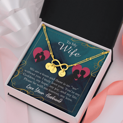 To My Wife We Are A Team Infinity Bracelet With Initial Charms - Infinity Bracelet