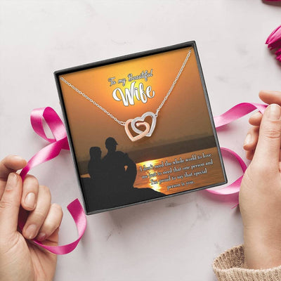 Wife Gift For Wife Birthday To My Beautiful Wife Inseparable Love Pendant 18k Rose Gold Finish 16� - Interlocking Hearts Necklace