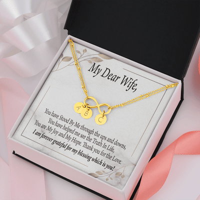 To My Wife My Dear Wife Infinity Bracelet With Initial Charms - Infinity Bracelet