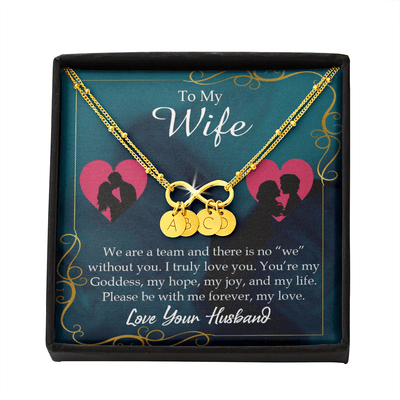To My Wife We Are A Team Infinity Bracelet With Initial Charms - Infinity Bracelet