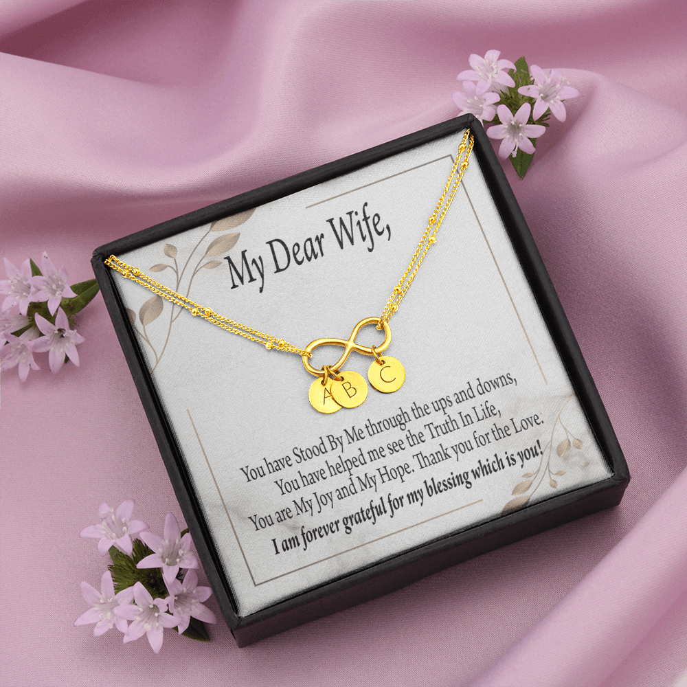 To My Wife My Dear Wife Infinity Bracelet With Initial Charms - Infinity Bracelet