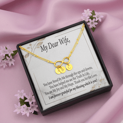 To My Wife My Dear Wife Infinity Bracelet With Initial Charms - Infinity Bracelet