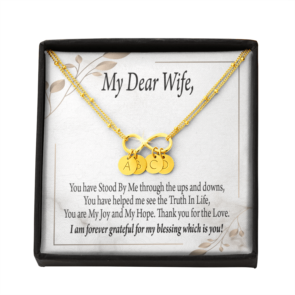 To My Wife My Dear Wife Infinity Bracelet With Initial Charms - Infinity Bracelet