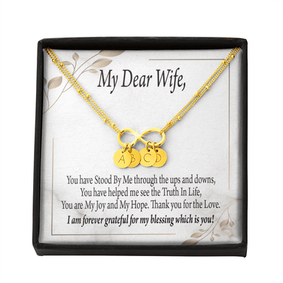 To My Wife My Dear Wife Infinity Bracelet With Initial Charms - Infinity Bracelet