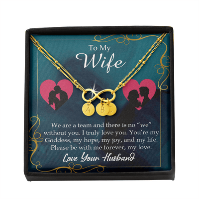 To My Wife We Are A Team Infinity Bracelet With Initial Charms - Infinity Bracelet
