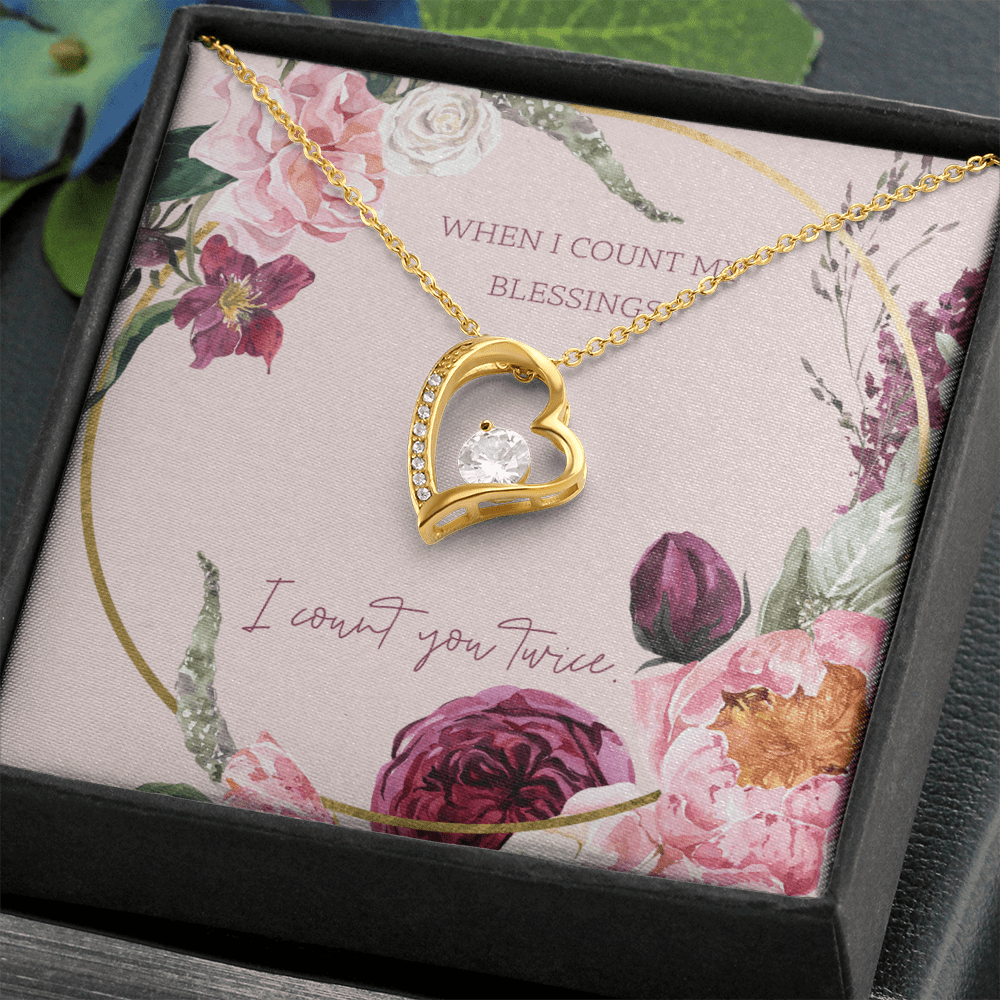 To My Wife I Count You Twice Message Card Forever Necklace 18k Gold or Stainless Steel 18" Necklace - Forever Love Necklace Gift Idea For Woman