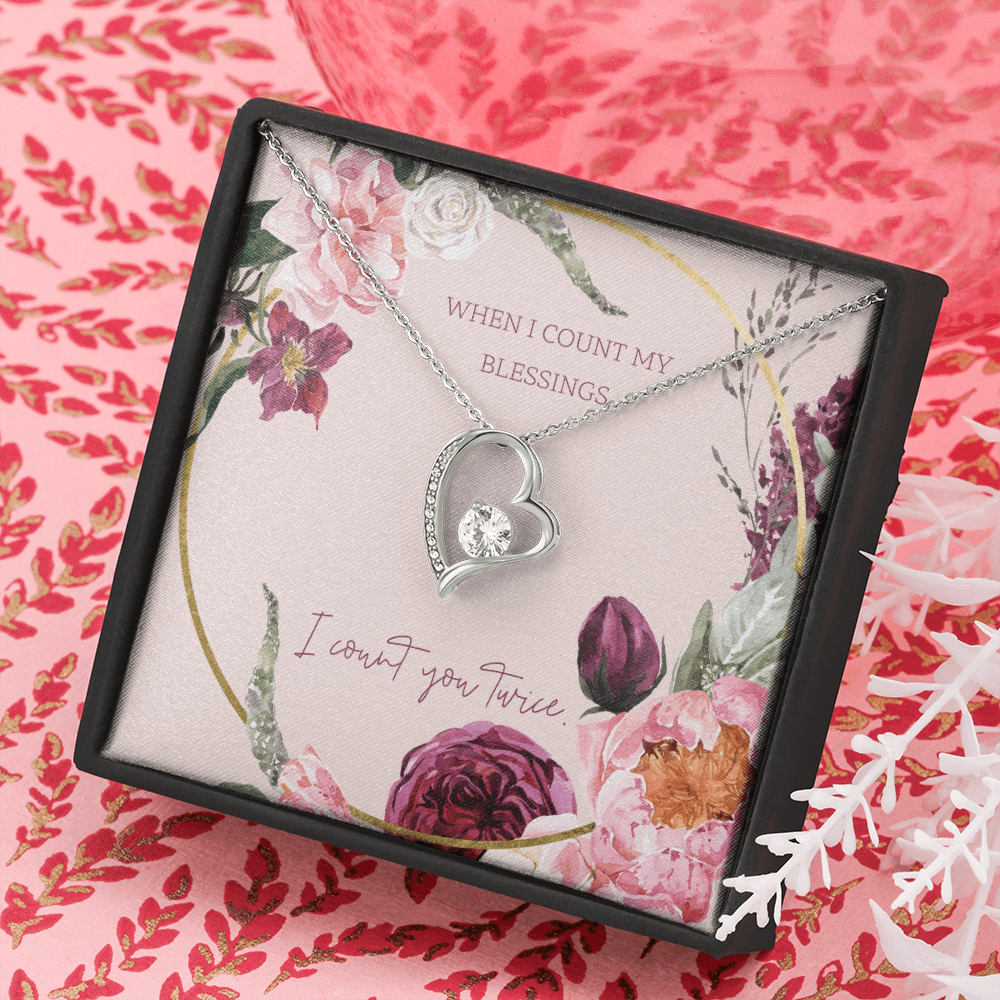 To My Wife I Count You Twice Message Card Forever Necklace 18k Gold or Stainless Steel 18" Necklace - Forever Love Necklace Gift Idea For Woman