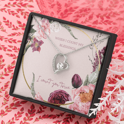 To My Wife I Count You Twice Message Card Forever Necklace 18k Gold or Stainless Steel 18" Necklace - Forever Love Necklace Gift Idea For Woman