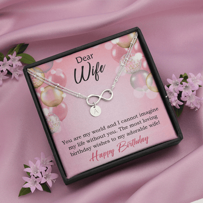 To My Wife Happy Birthday Adorable Infinity Bracelet With Initial Charms - Infinity Bracelet