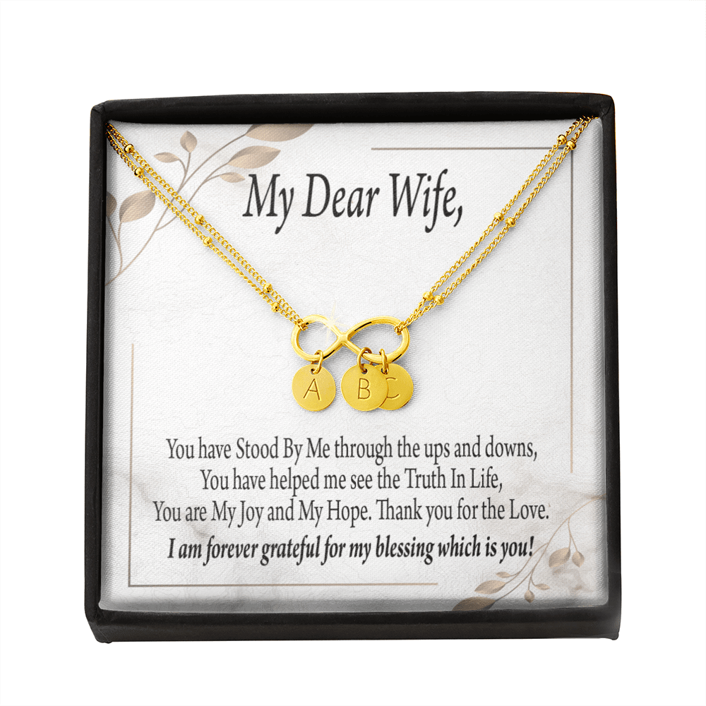 To My Wife My Dear Wife Infinity Bracelet With Initial Charms - Infinity Bracelet
