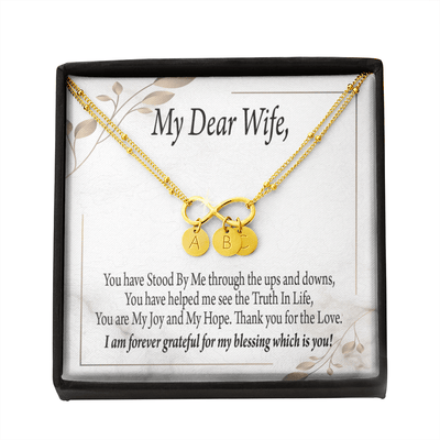 To My Wife My Dear Wife Infinity Bracelet With Initial Charms - Infinity Bracelet