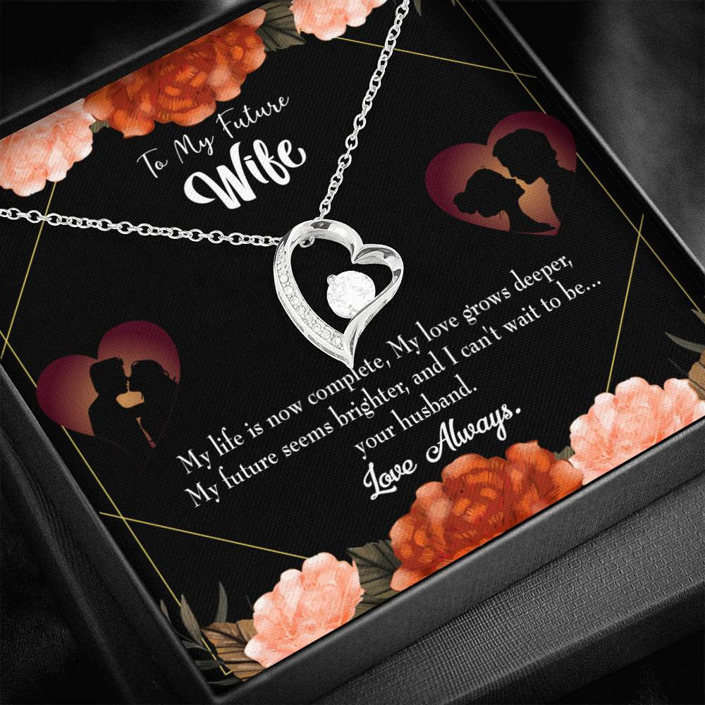 To My Future Wife Forever Love Necklace Heart Pendant Stainless Steel or 18k Gold Finish - Forever Love Necklace Gift Idea For Woman