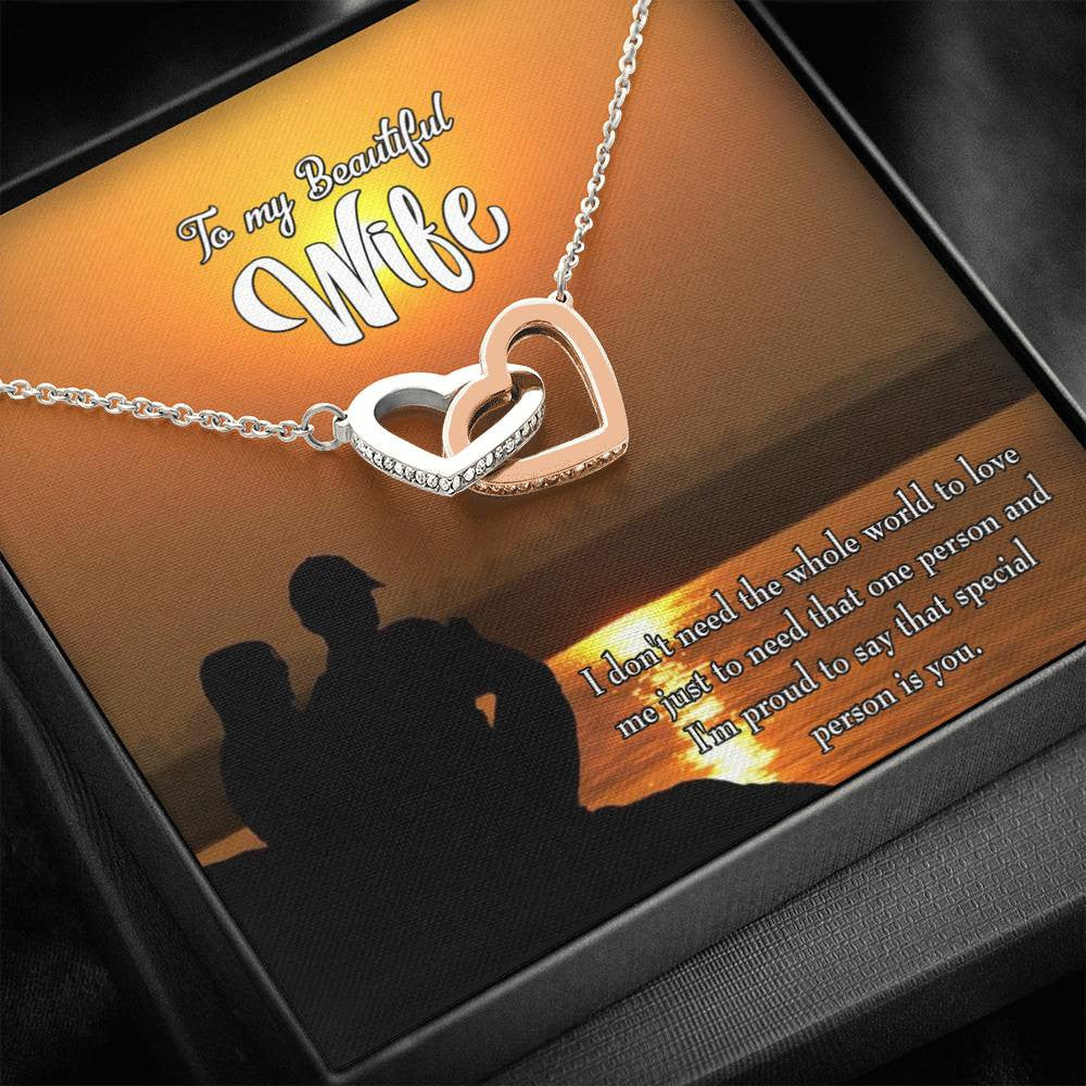 Wife Gift For Wife Birthday To My Beautiful Wife Inseparable Love Pendant 18k Rose Gold Finish 16� - Interlocking Hearts Necklace