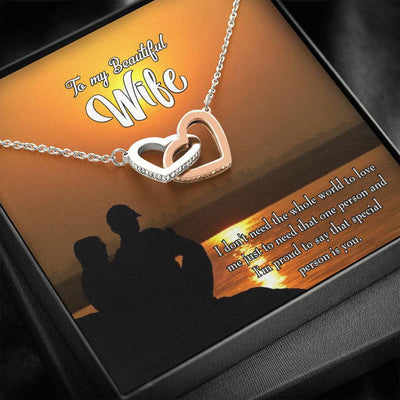 Wife Gift For Wife Birthday To My Beautiful Wife Inseparable Love Pendant 18k Rose Gold Finish 16� - Interlocking Hearts Necklace