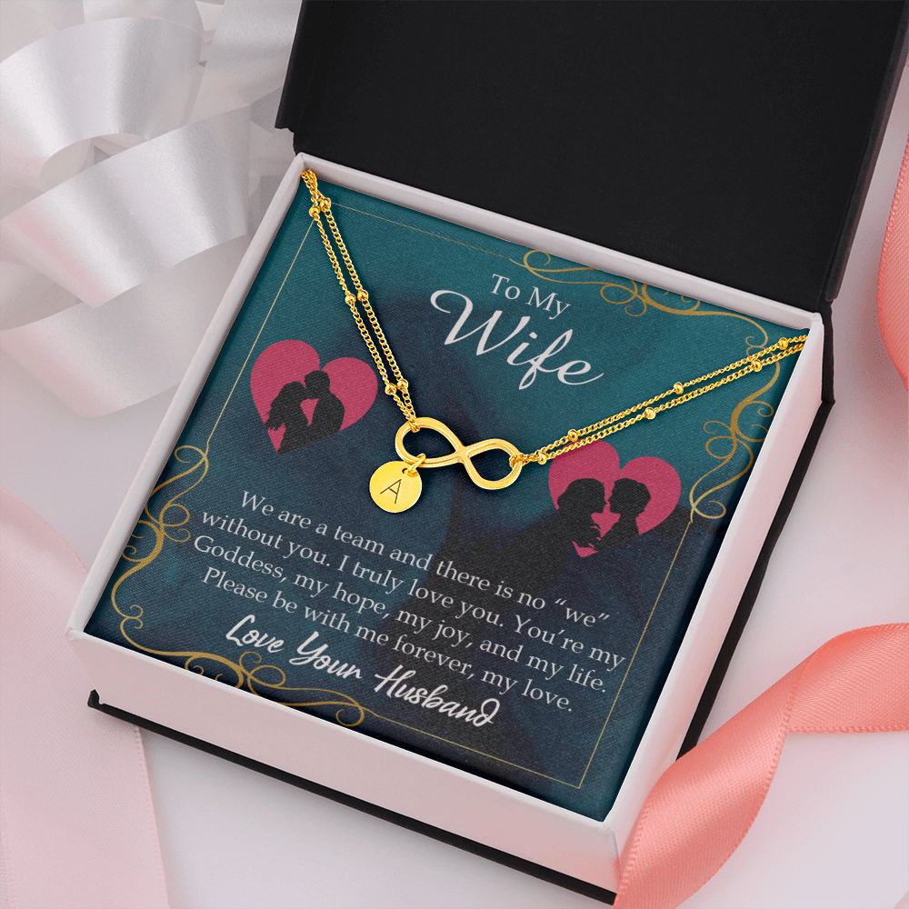 To My Wife We Are A Team Infinity Bracelet With Initial Charms - Infinity Bracelet