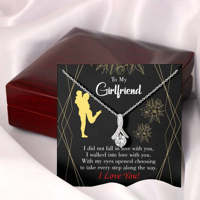 Girlfriend Gift Walked Into Love Eternity Ribbon Stone Pendant 14K White Gold Stainless Steel Jewelry Gift  - Alluring Beauty Necklace Gift For Her