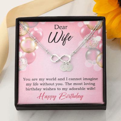 To My Wife Happy Birthday Adorable Infinity Bracelet With Initial Charms - Infinity Bracelet