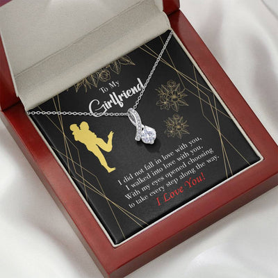 Girlfriend Gift Walked Into Love Eternity Ribbon Stone Pendant 14K White Gold Stainless Steel Jewelry Gift  - Alluring Beauty Necklace Gift For Her
