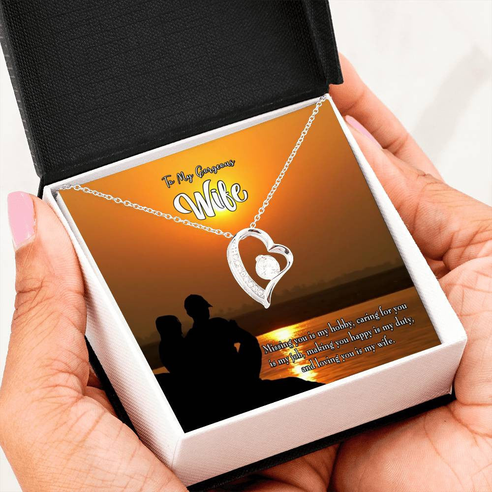 Gift For Wife Missing You Forever Love NecklaceHeart Pendant Stainless Steel or 18k Gold - Forever Love Necklace Gift Idea For Woman