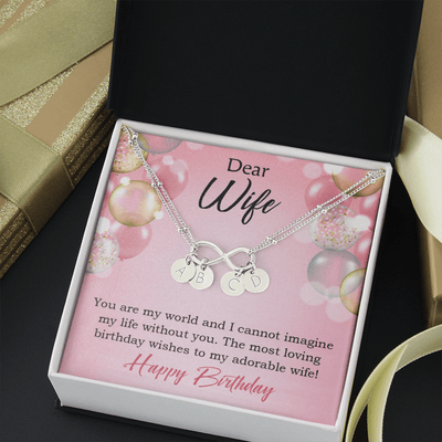 To My Wife Happy Birthday Adorable Infinity Bracelet With Initial Charms - Infinity Bracelet