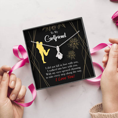 Girlfriend Gift Walked Into Love Eternity Ribbon Stone Pendant 14K White Gold Stainless Steel Jewelry Gift  - Alluring Beauty Necklace Gift For Her