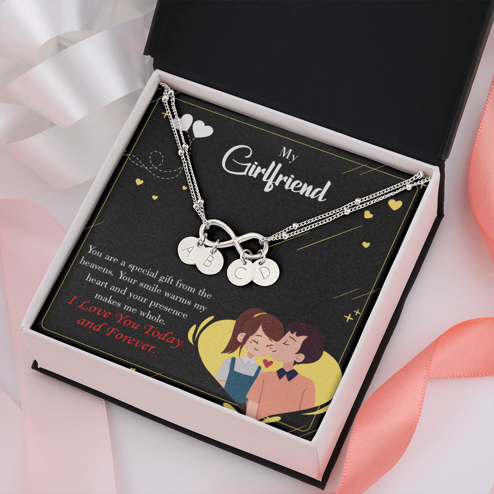 To My Girlfriend Today & Forever Infinity Bracelet With Initial Charms - Infinity Bracelet