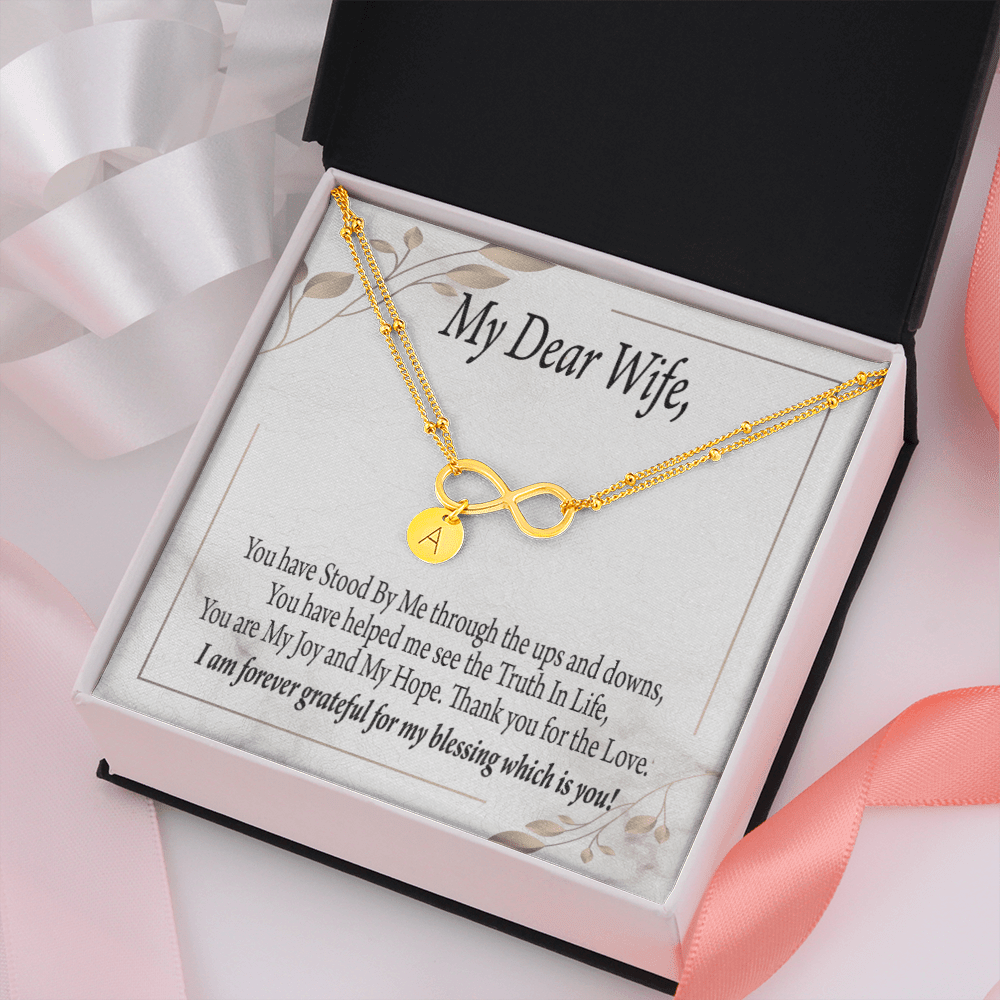 To My Wife My Dear Wife Infinity Bracelet With Initial Charms - Infinity Bracelet