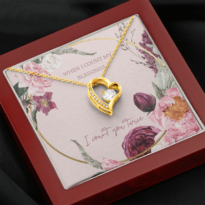 To My Wife I Count You Twice Message Card Forever Necklace 18k Gold or Stainless Steel 18" Necklace - Forever Love Necklace Gift Idea For Woman
