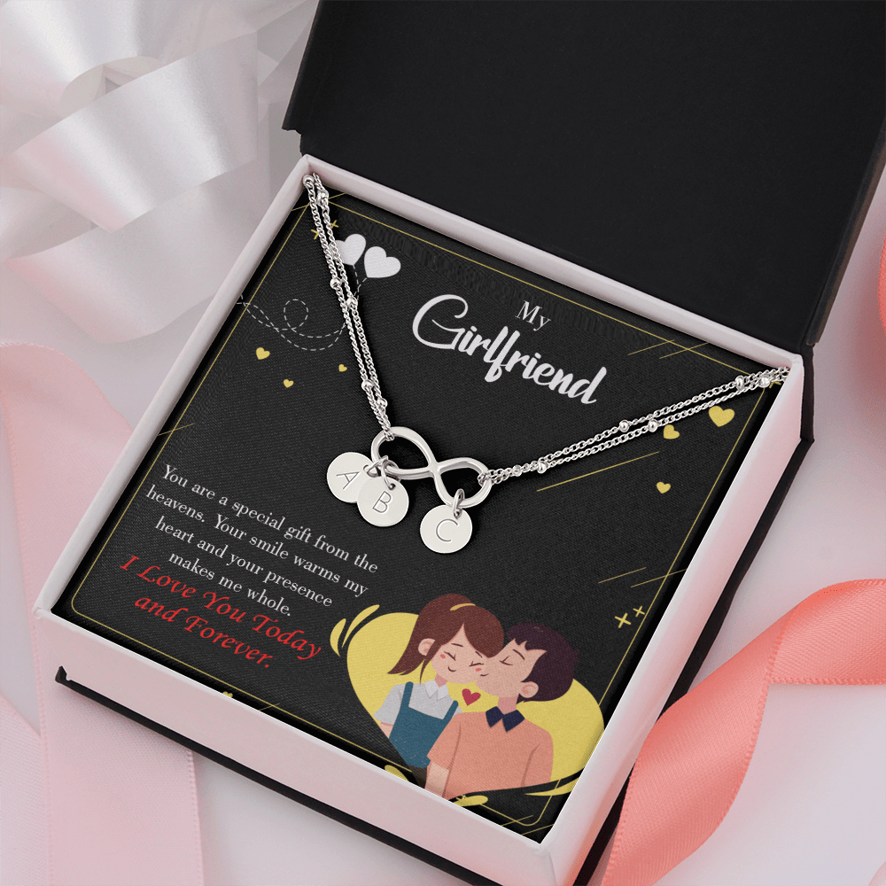 To My Girlfriend Today & Forever Infinity Bracelet With Initial Charms - Infinity Bracelet