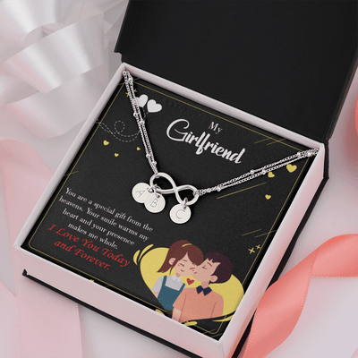 To My Girlfriend Today & Forever Infinity Bracelet With Initial Charms - Infinity Bracelet