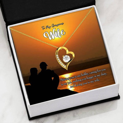 Gift For Wife Missing You Forever Love NecklaceHeart Pendant Stainless Steel or 18k Gold - Forever Love Necklace Gift Idea For Woman
