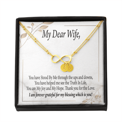To My Wife My Dear Wife Infinity Bracelet With Initial Charms - Infinity Bracelet