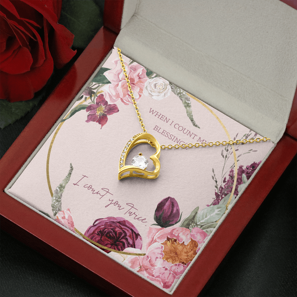 To My Wife I Count You Twice Message Card Forever Necklace 18k Gold or Stainless Steel 18" Necklace - Forever Love Necklace Gift Idea For Woman