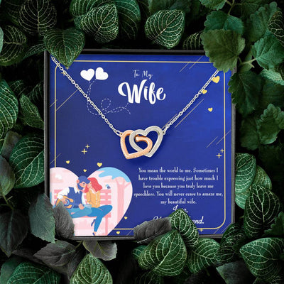 Wife Gift For Wife Birthday Wife You Amaze Me Inseparable Love Pendant 18k Rose Gold Finish 16� - Interlocking Hearts Necklace