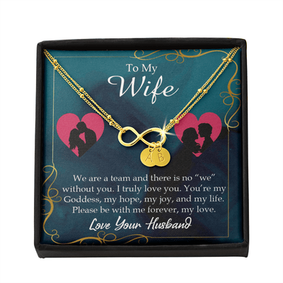 To My Wife We Are A Team Infinity Bracelet With Initial Charms - Infinity Bracelet