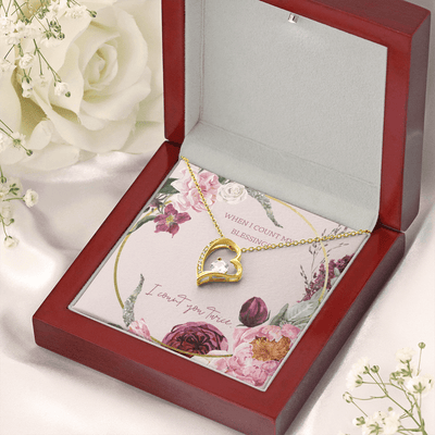 To My Wife I Count You Twice Message Card Forever Necklace 18k Gold or Stainless Steel 18" Necklace - Forever Love Necklace Gift Idea For Woman