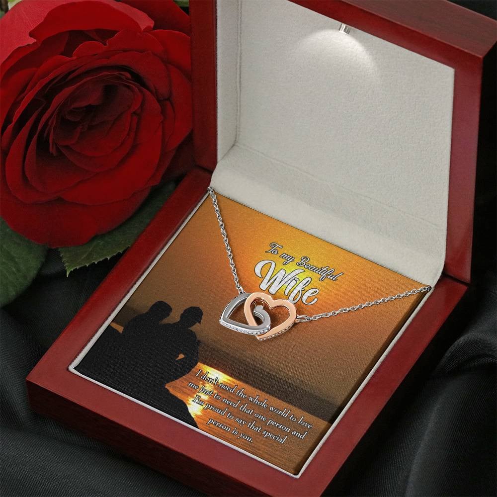Wife Gift For Wife Birthday To My Beautiful Wife Inseparable Love Pendant 18k Rose Gold Finish 16� - Interlocking Hearts Necklace