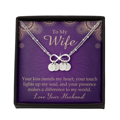 To My Wife Your Kiss Mends My Heart Infinity Bracelet With Initial Charms - Infinity Bracelet