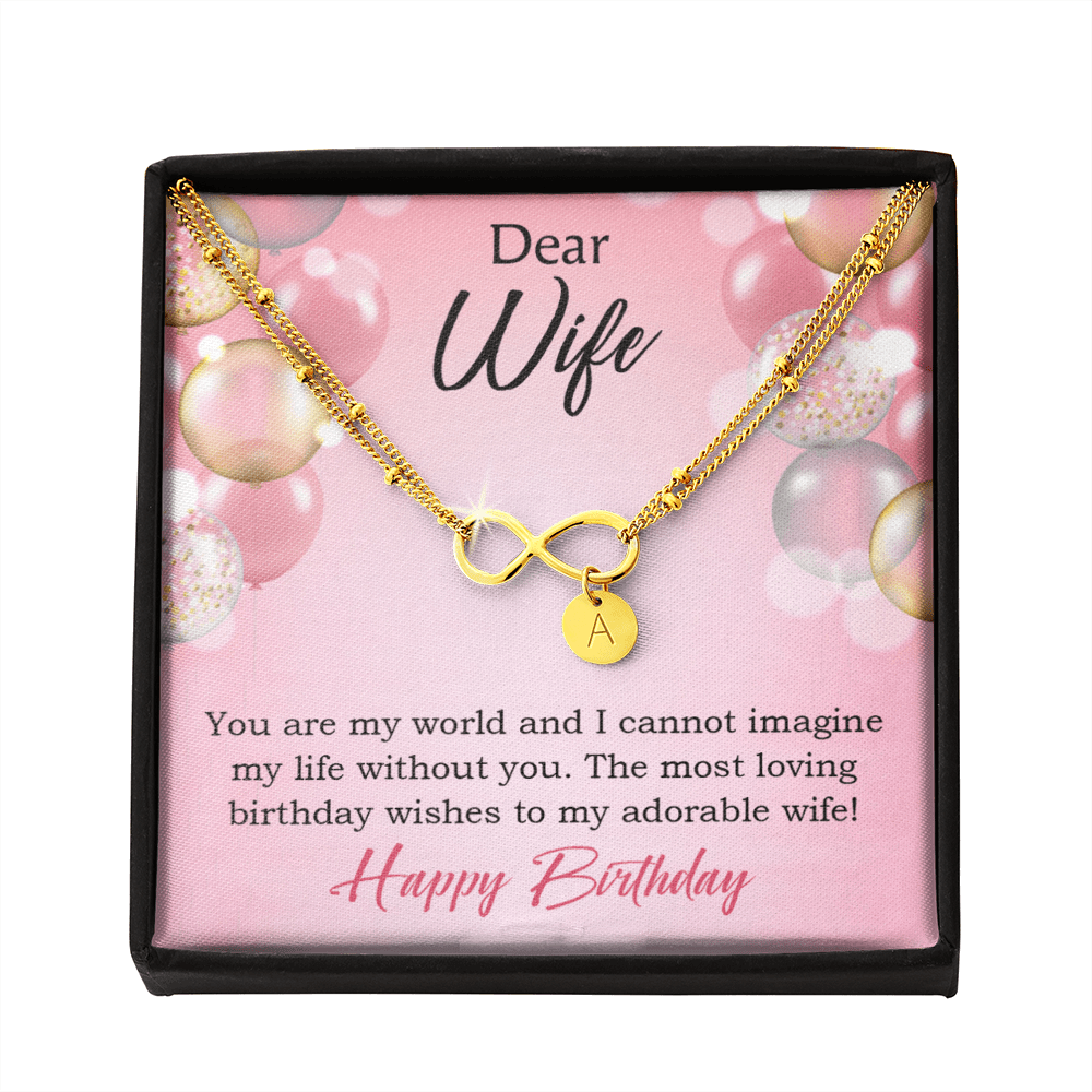 To My Wife Happy Birthday Adorable Infinity Bracelet With Initial Charms - Infinity Bracelet