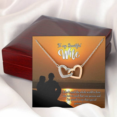 Wife Gift For Wife Birthday To My Beautiful Wife Inseparable Love Pendant 18k Rose Gold Finish 16� - Interlocking Hearts Necklace