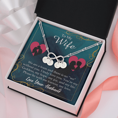 To My Wife We Are A Team Infinity Bracelet With Initial Charms - Infinity Bracelet