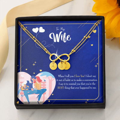 To My Wife Best Thing Happened Infinity Bracelet With Initial Charms - Infinity Bracelet