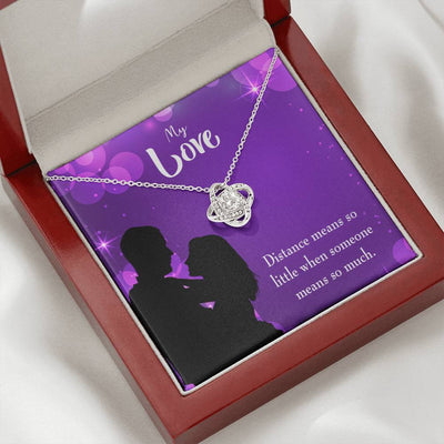 To My Wife Distance Means So Little Wife Infinity Knot Necklace Keepsake Message Card Stainless Steel Cz Pendant - Luxury Love Knot Necklace Meanful Gift Idea For Her/Him