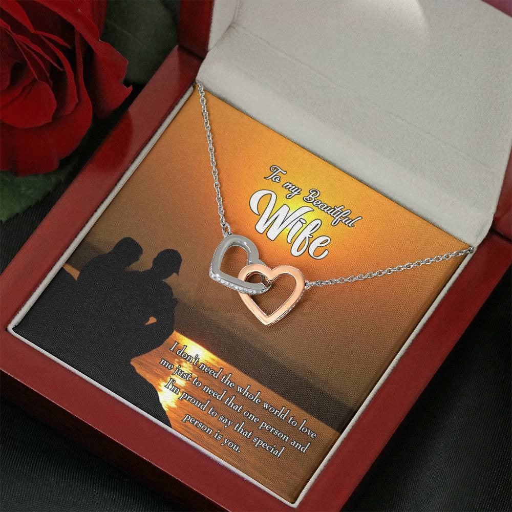 Wife Gift For Wife Birthday To My Beautiful Wife Inseparable Love Pendant 18k Rose Gold Finish 16� - Interlocking Hearts Necklace