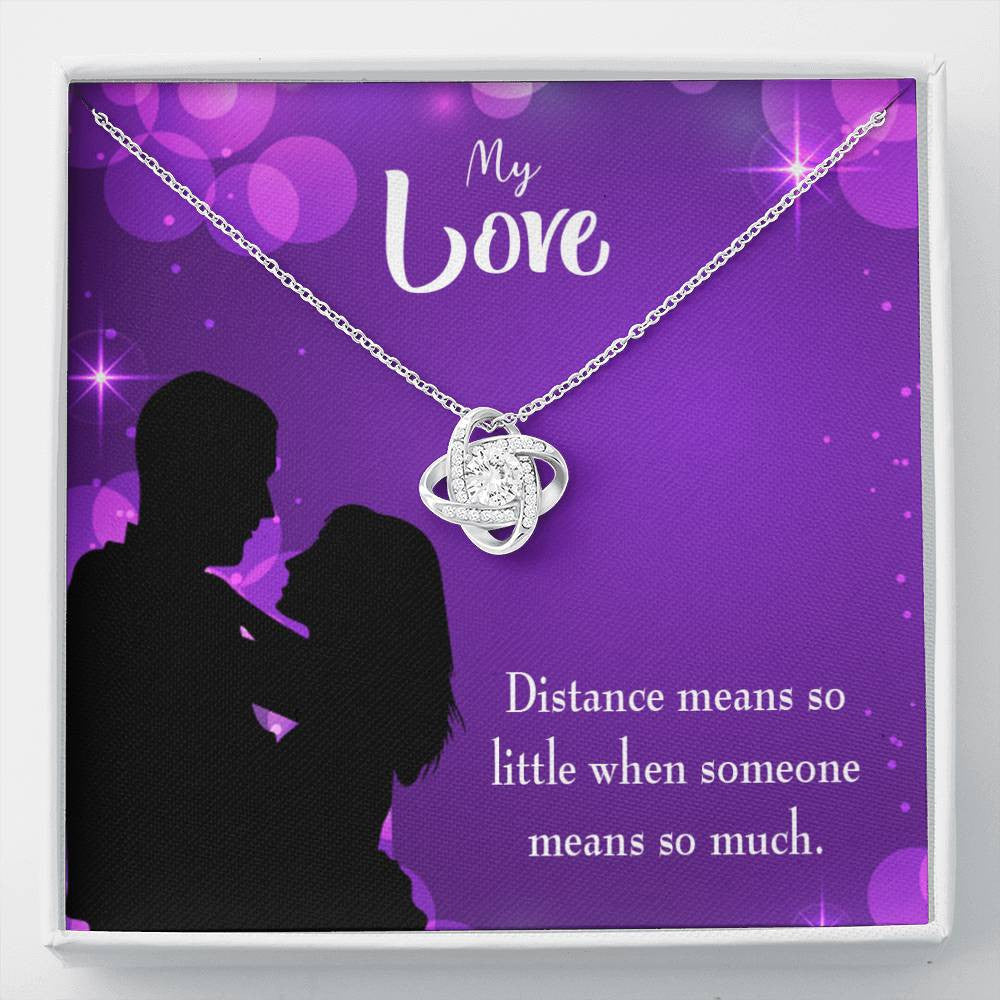 To My Wife Distance Means So Little Wife Infinity Knot Necklace Keepsake Message Card Stainless Steel Cz Pendant - Luxury Love Knot Necklace Meanful Gift Idea For Her/Him